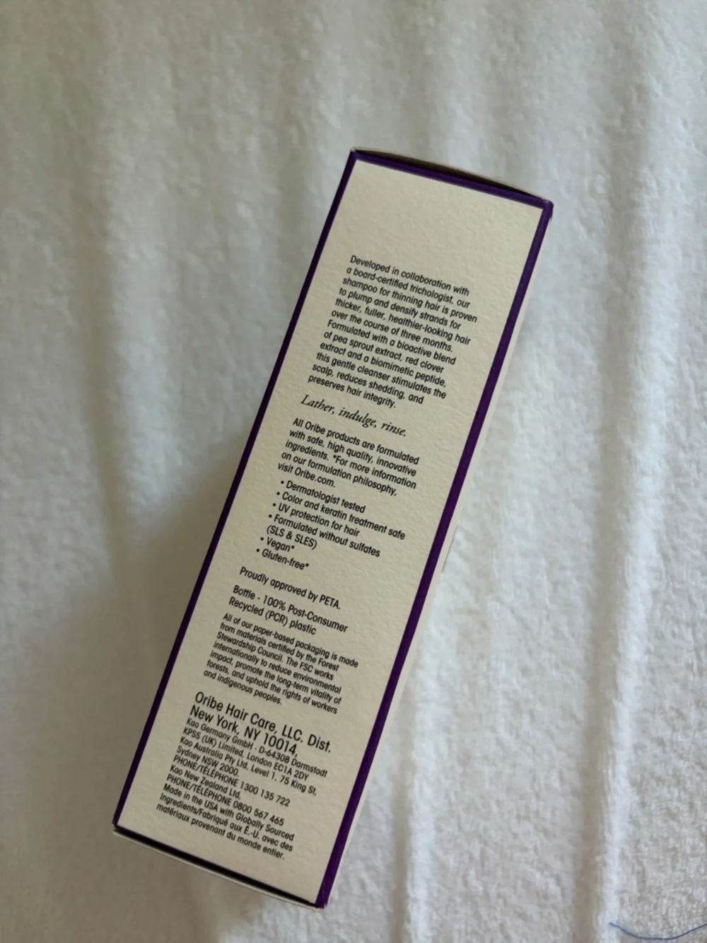Oribe Serene Scalp Densifying Shampoo — Cream & Purple Box